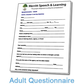 Adult Questionnaire for Speech, Language or Learning Disabilities